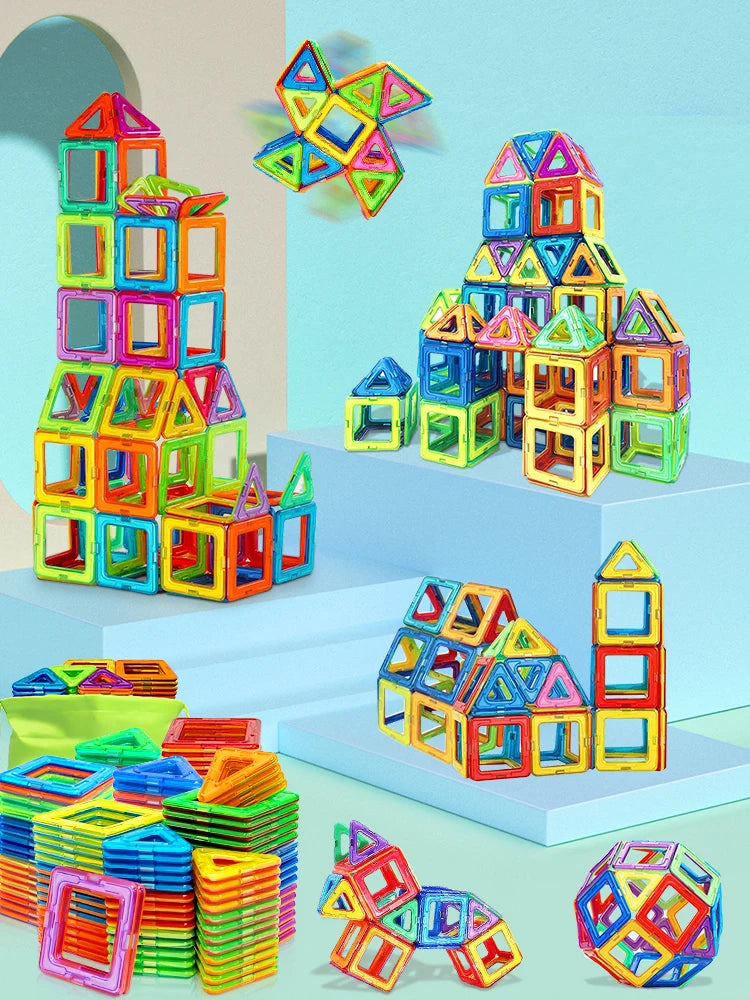 Magnetic Building Blocks with Medium Size Pieces, DIY Construction Play Sets in 20, 32, 40, 56, 60 or 84-Piece Options for Supervised STEM-Inspired Building