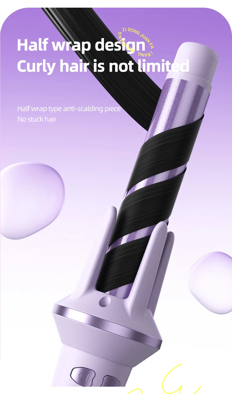 Rotating Automatic Hair Curler with 28mm or 32mm Tourmaline Ceramic Barrel, Fast Heating and Auto Shut-Off for At-Home Curl Styling