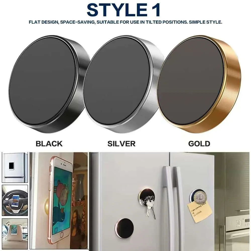 Magnetic Car Phone Holder with Fixed or 360-Degree Rotating Model Options, Dashboard and Wall Mounting References in Black, Silver, Gold and Rose Gold