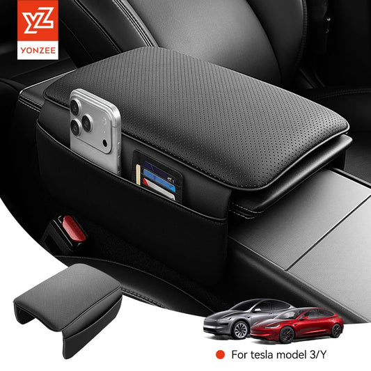 Center Console Armrest Cover with TPE and TPU Material Options, Stripe and Wavy Grain Styling for Select Tesla Model 3 Highland and Model Y Juniper Interiors