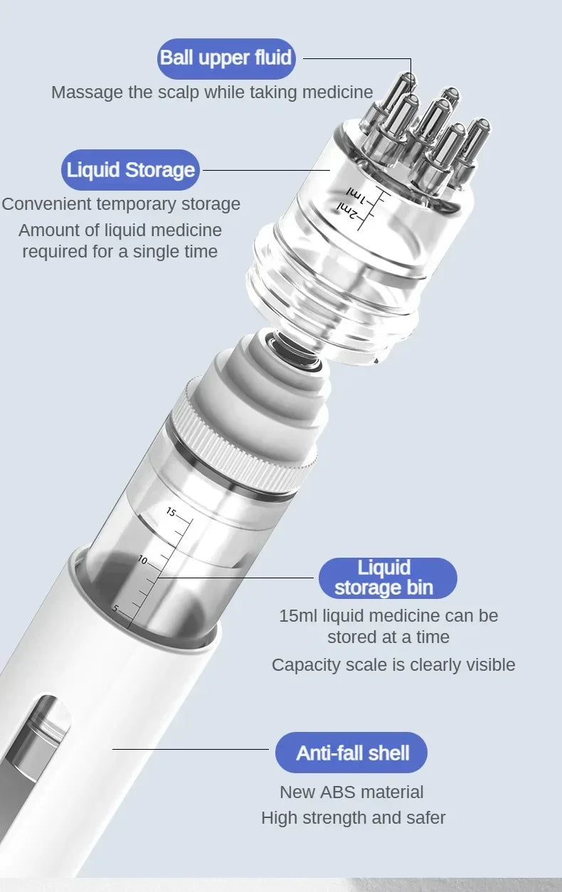 Scalp Oil Applicator Comb, Refillable Manual Liquid Dispenser with 6ml and 15ml Color-Labeled Options for Adult Cosmetic Hair and Scalp Care Routines