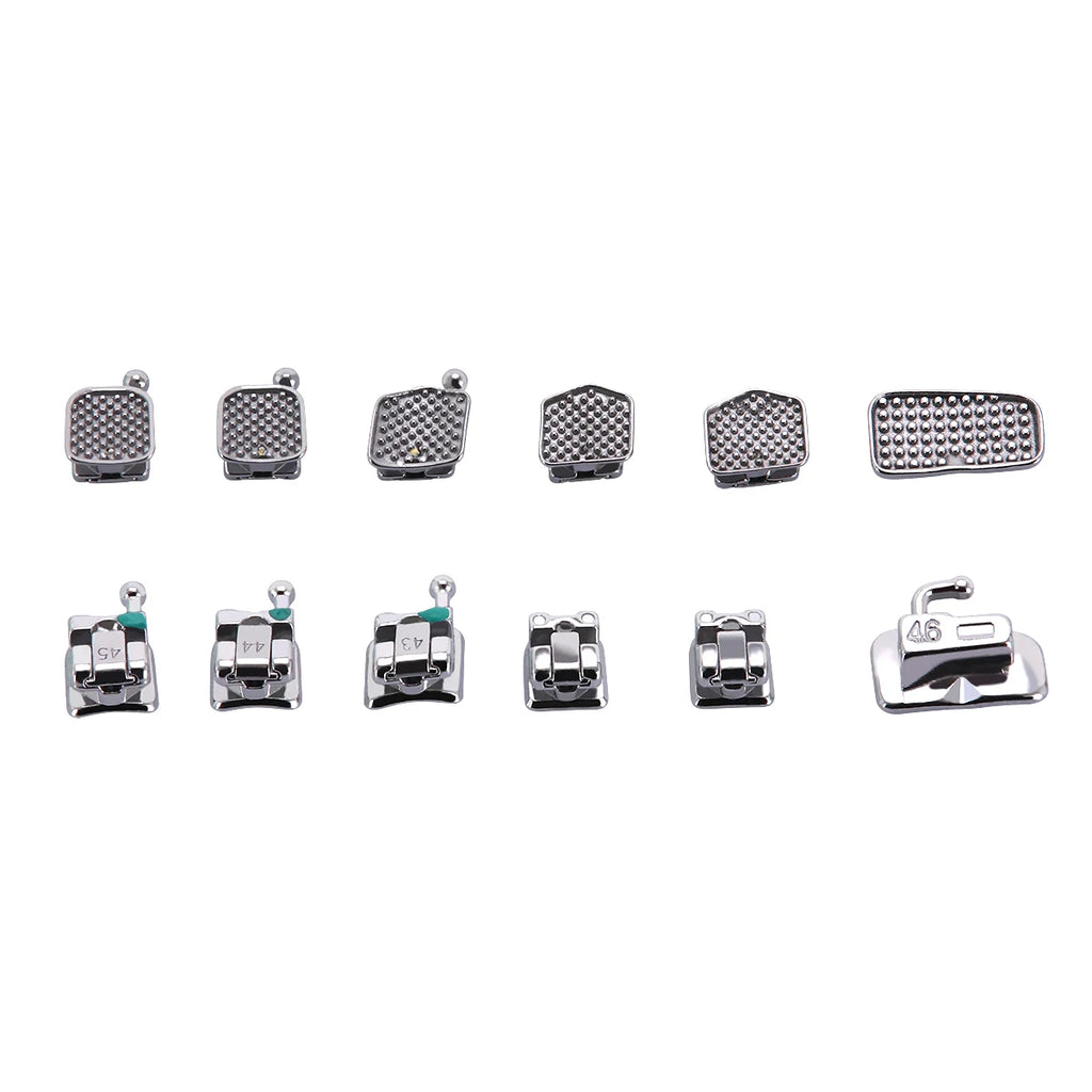 Passive Self-Ligating Brackets by AZDENT, Five Packs with First-Molar Buccal Tubes and Listed 0.022-Inch MBT or Roth Hooks 345 Options for Professional Orthodontic Selection