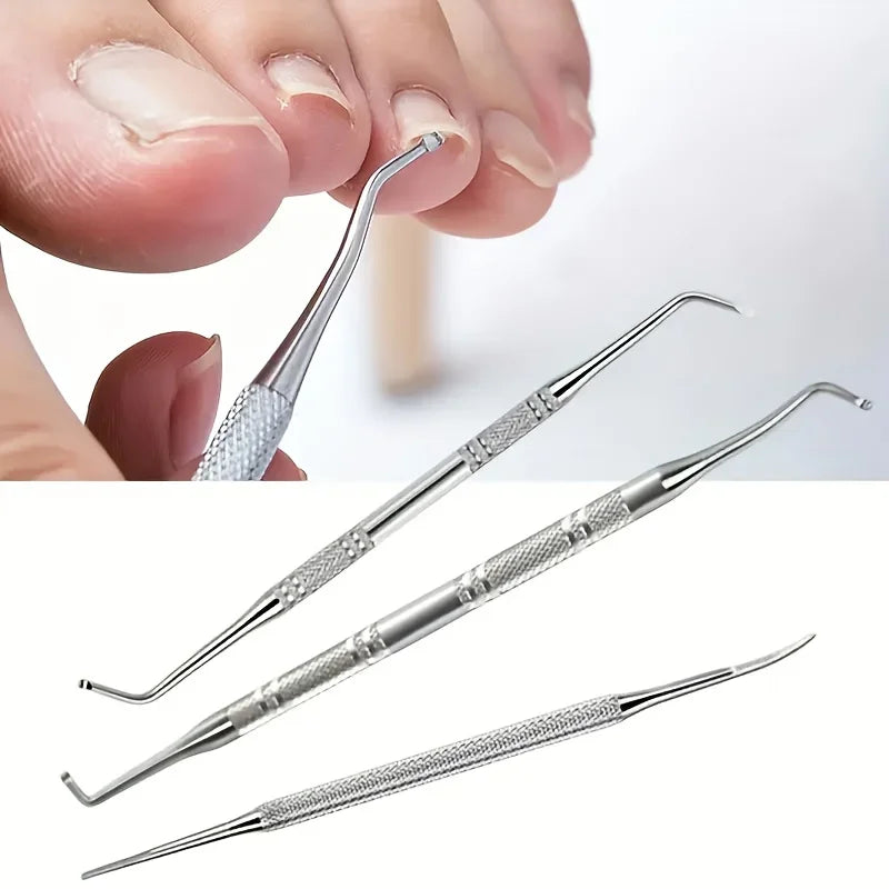 Nail Cleaning Tool Set, Three-Piece Manual Manicure and Pedicure Selection with Multifunctional File References for Adult Personal Grooming Routines