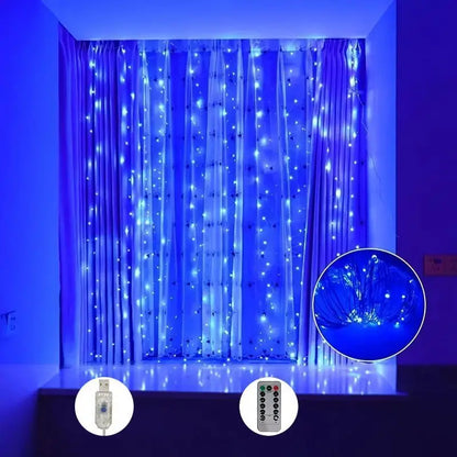 LED Curtain String Lights with Remote, USB 5V Fairy Lights with 8 Modes, Six Color Options and 100–600 LEDs for Bedroom, Wedding and Christmas Decor