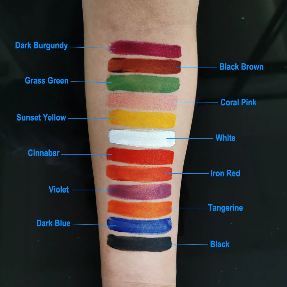 Alcohol Activated SFX Makeup Palette by OPHIR with Listed 12-Color Flesh-Tone Assortment, RT015A or RT015B Options for Halloween, Cosplay and Stage Looks