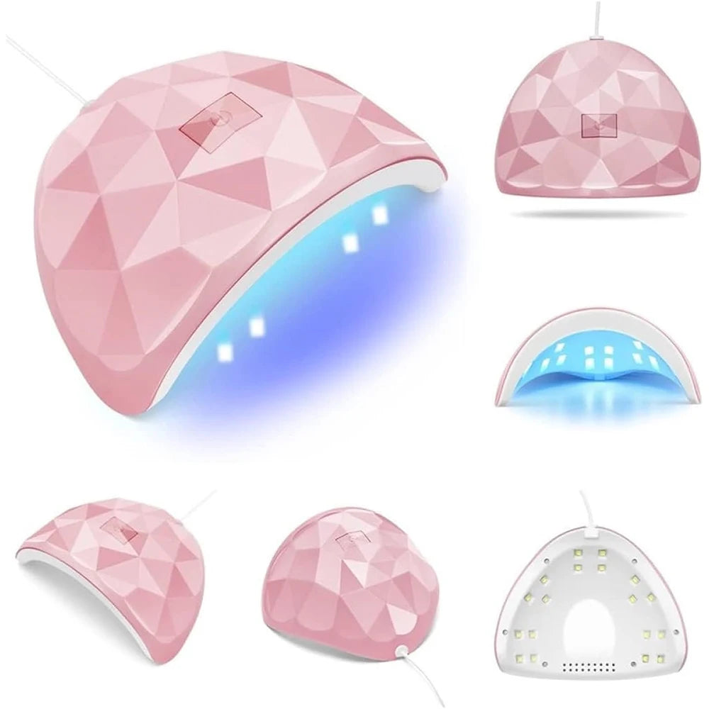 LINMANDA USB UV LED Nail Lamp in Pink with 18 LEDs and 60s or 120s Timer Settings, Compact ABS Gel Curing Tool for Compatible Fingernail and Toenail Products