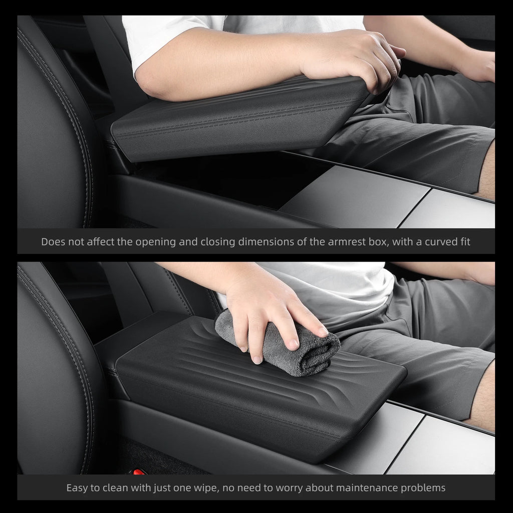 Center Console Armrest Cover with TPE and TPU Material Options, Stripe and Wavy Grain Styling for Select Tesla Model 3 Highland and Model Y Juniper Interiors