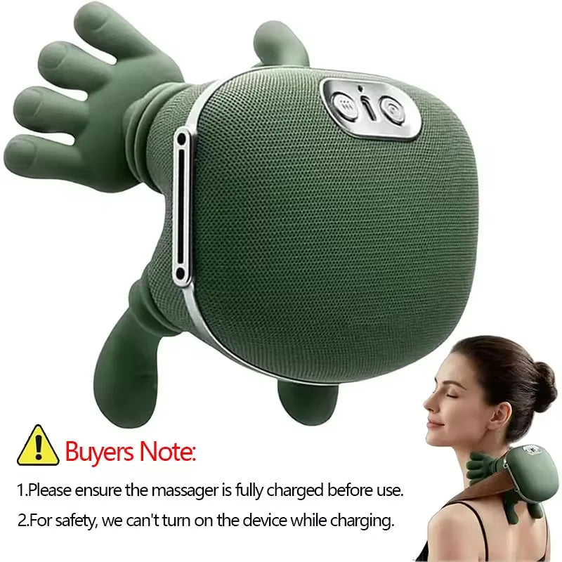 Wireless Neck and Back Massager with Heat, Battery-Powered 4D Shiatsu-Style Kneading Device in Green Silver Switch Option for Adult Relaxation Routines