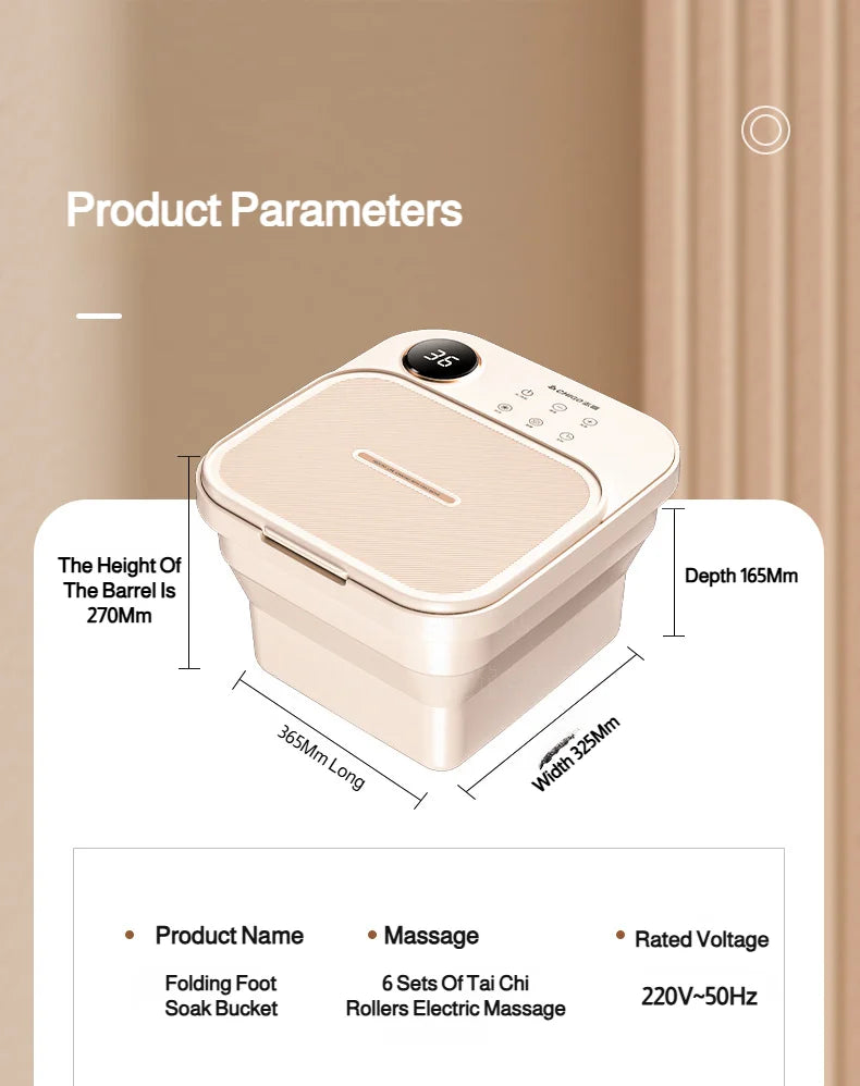 Electric Foot Spa Tub, 220V Foldable Foot Bath with Listed Heating and Massage Functions, Basic Model or Digital Display Options for Home Soaking