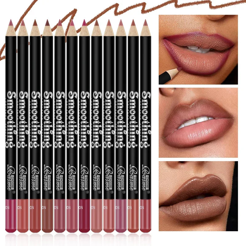 Lipstick Set with Twelve-Piece Assortment Reference, Lip Liner Pencil and Matte Lip Gloss Options in Four Coded Selections for Everyday Makeup and Beauty Gifts