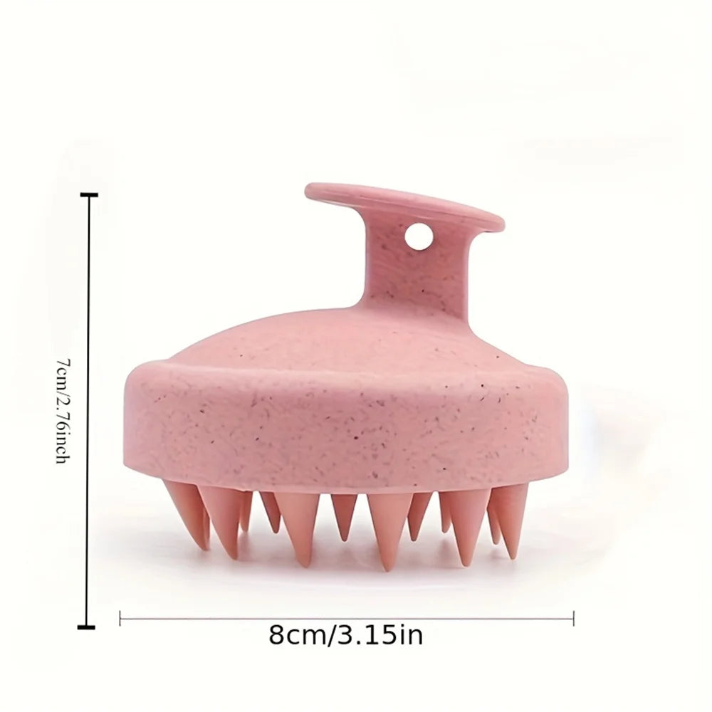 Silicone Shampoo Brush with Manual Scalp Massage Teeth, Approximate 8 x 7cm Hair Washing Tool in White, Green, Pink or Blue for Everyday Shower Hair Care