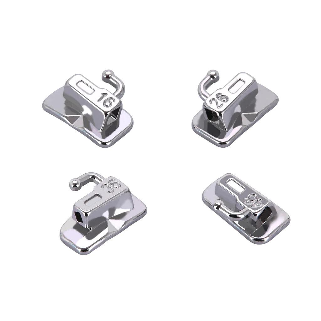 Passive Self-Ligating Brackets by AZDENT, Five Packs with First-Molar Buccal Tubes and Listed 0.022-Inch MBT or Roth Hooks 345 Options for Professional Orthodontic Selection