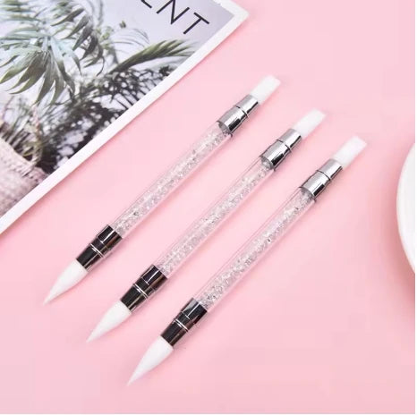 Double-Head Silicone Nail Art Pen Set of 2 by Beechip, White Carving and Dotting Tools for Flower Sculpting, Embossing and DIY Manicure Designs