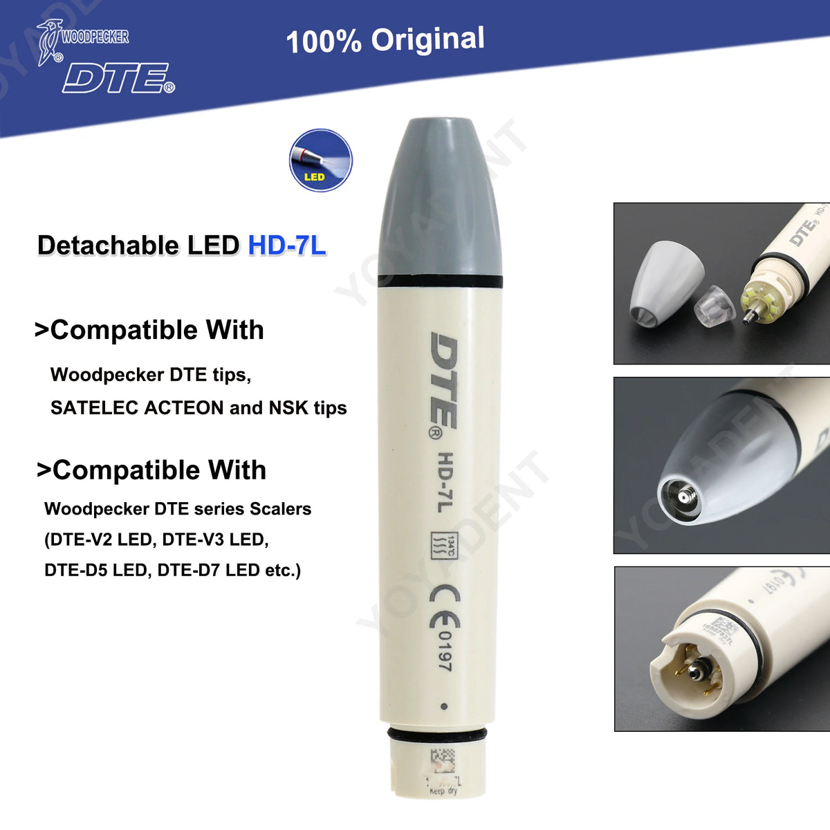 Endodontic Ultrasonic Tips and Accessory Options by Woodpecker DTE, ED-Series Model Selections with TD-1L and HD-7L Choices for Dental Equipment