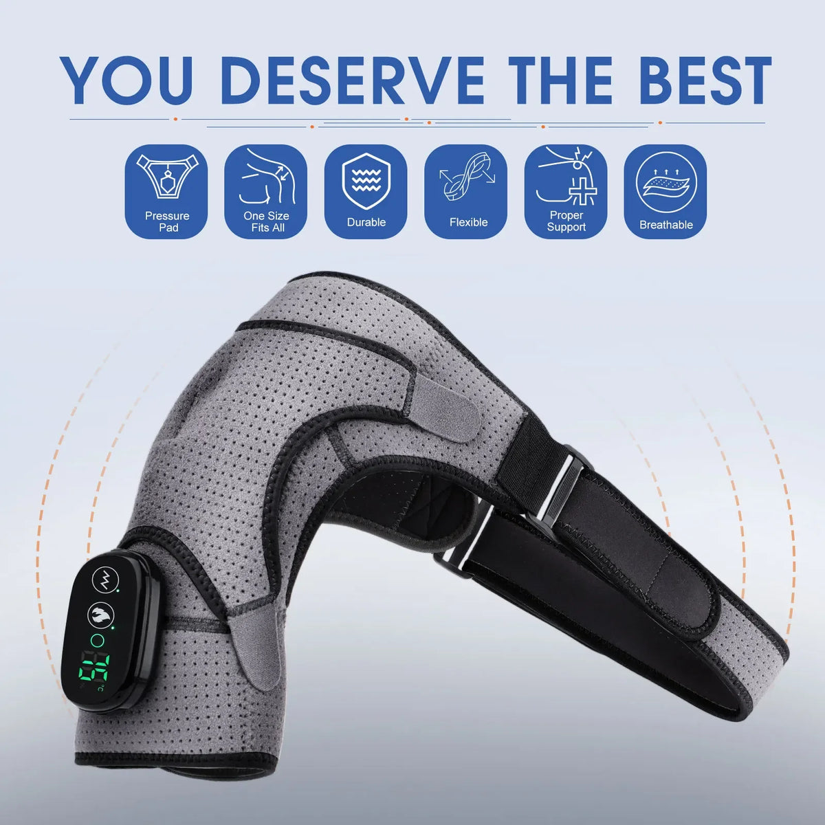 Electric Shoulder Heating Belt with Listed Adjustable Massage and Support Wrap Design, Gray, Black or Black-and-Gray Options for Adult At-Home Personal Care