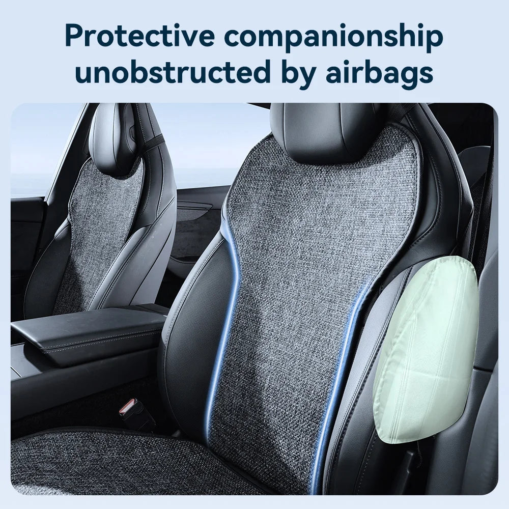 Car Seat Cushion Pads Listed for 2026 Tesla Model YL Six-Seat Layout, YZ Mesh Composite Fabric with Linen and Ice Silk References, Row-Specific Pack Options