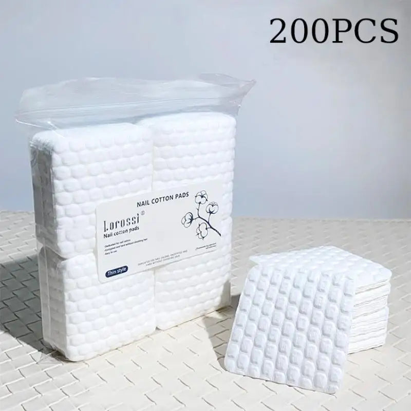 Square Nail Cotton Wipes with Listed 5 x 5cm Pad Size in 200 or 500-Piece Bags for Compatible Nail Polish Removal, Gel Cleansing and Manicure Prep