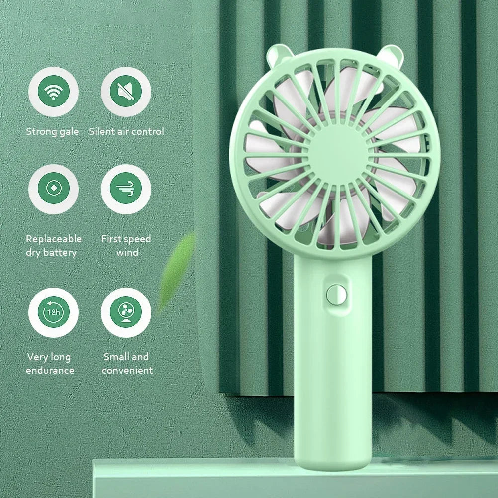 Mini Rechargeable Handheld Fan with USB Cable, 300mAh Portable Personal Cooling Fan for Makeup Routines, Desk Breaks and Summer Travel in Four Colors