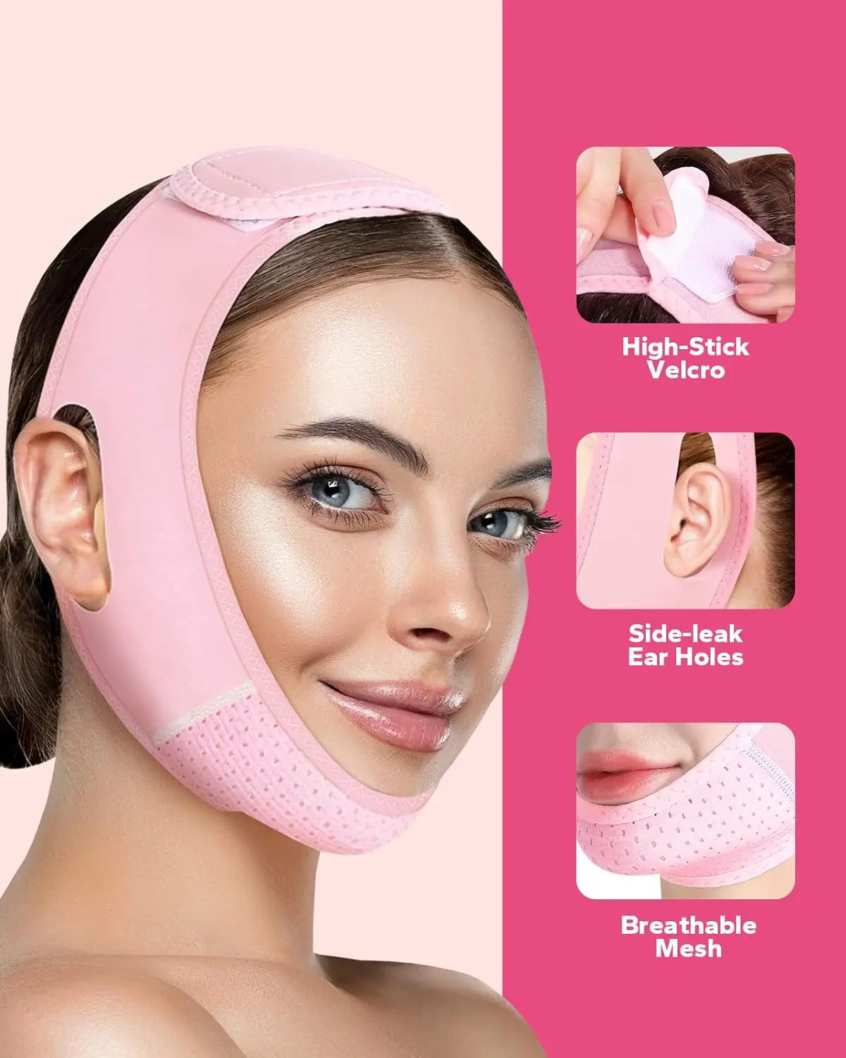 LKK03 Reusable Face Strap, V-Shaped Chin Band Beauty Accessory for Adult At-Home Personal Care Routines with Fit and Material Details to Confirm Before Use
