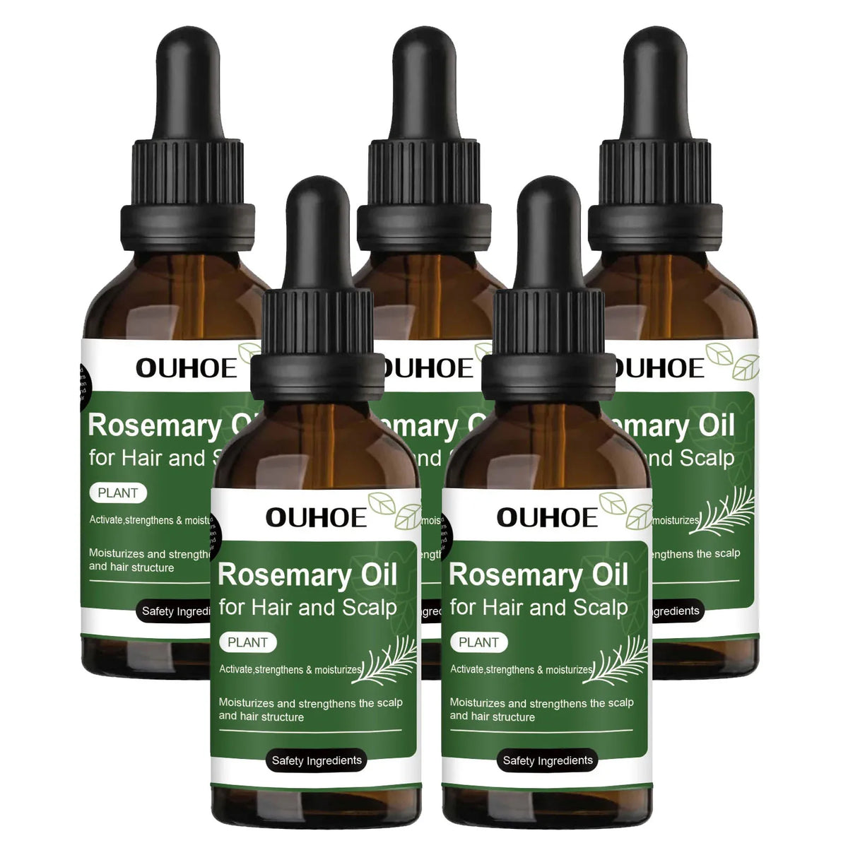 Rosemary Mint Hair Oil for Men and Women, Cosmetic Hair Care for At-Home Self-Care Routines with Single, Three and Five Piece Options