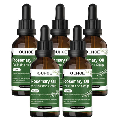 Rosemary Mint Hair Oil for Men and Women, Cosmetic Hair Care for At-Home Self-Care Routines with Single, Three and Five Piece Options