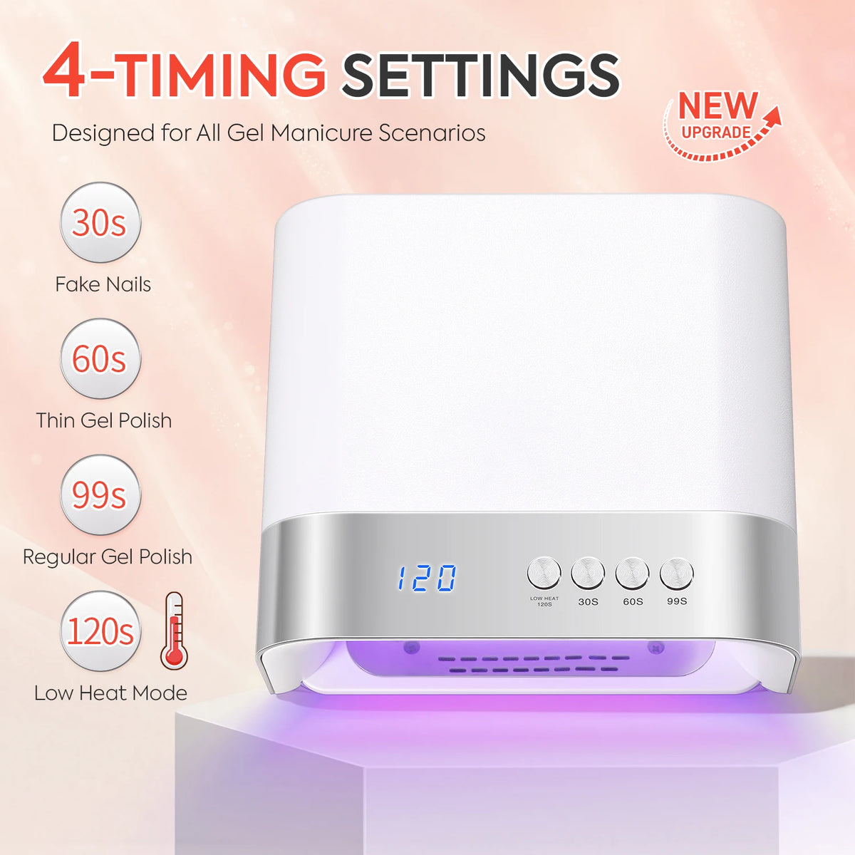 UV LED Nail Lamp Z38 with 36 Listed LEDs, Four Timer Settings and Infrared Auto Sensor, Magnetic Removable Base and White, Diamond or Red Options