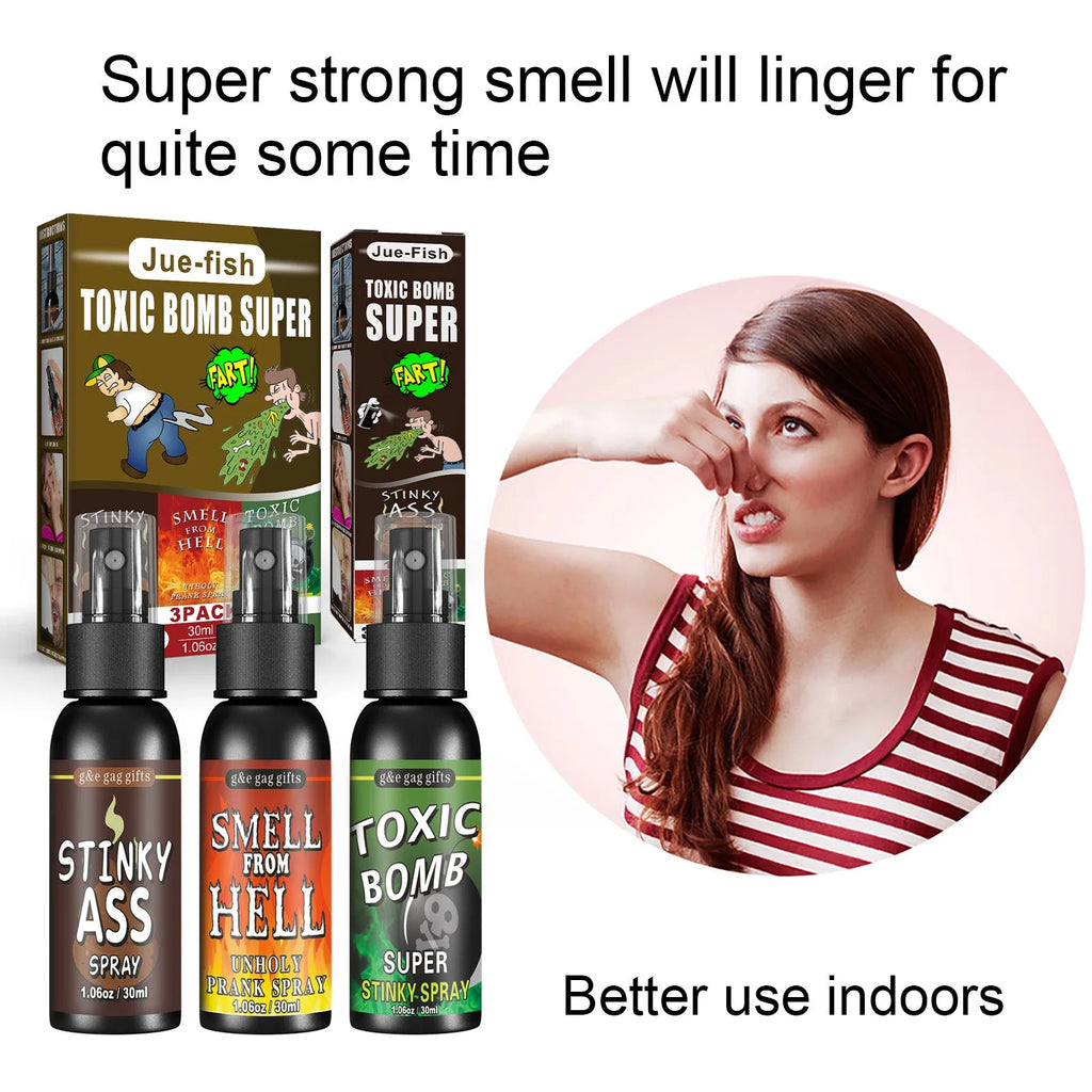 Fart Spray Novelty Liquid with Listed 30ml Pump-Action Bottle, Gag Gift Selection in A, B and C Single-Piece Labels or D Three-Piece Option