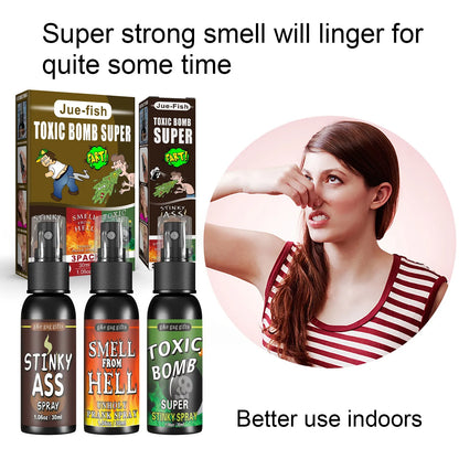 Fart Spray Novelty Liquid with Listed 30ml Pump-Action Bottle, Gag Gift Selection in A, B and C Single-Piece Labels or D Three-Piece Option