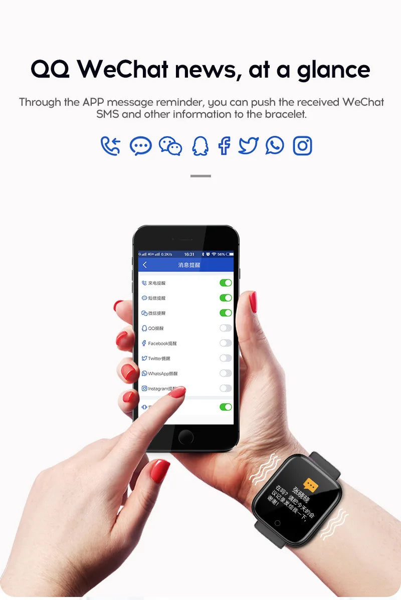 Y68 Smart Watch with Original Box for Men and Women, Gray, Black, White or Pink Wearable with Listed Sleep Monitoring and Heart Rate Functions for Compatible iOS and Android Phones