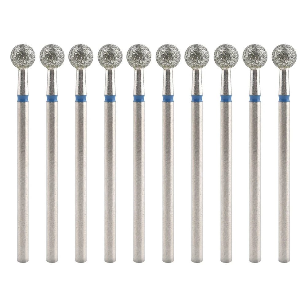 Diamond Nail Drill Bits, Listed 10-Piece Milling Accessories with 2.35mm Shanks, A-Series and Grade-Labeled Options for Professional Electric Manicure Filing