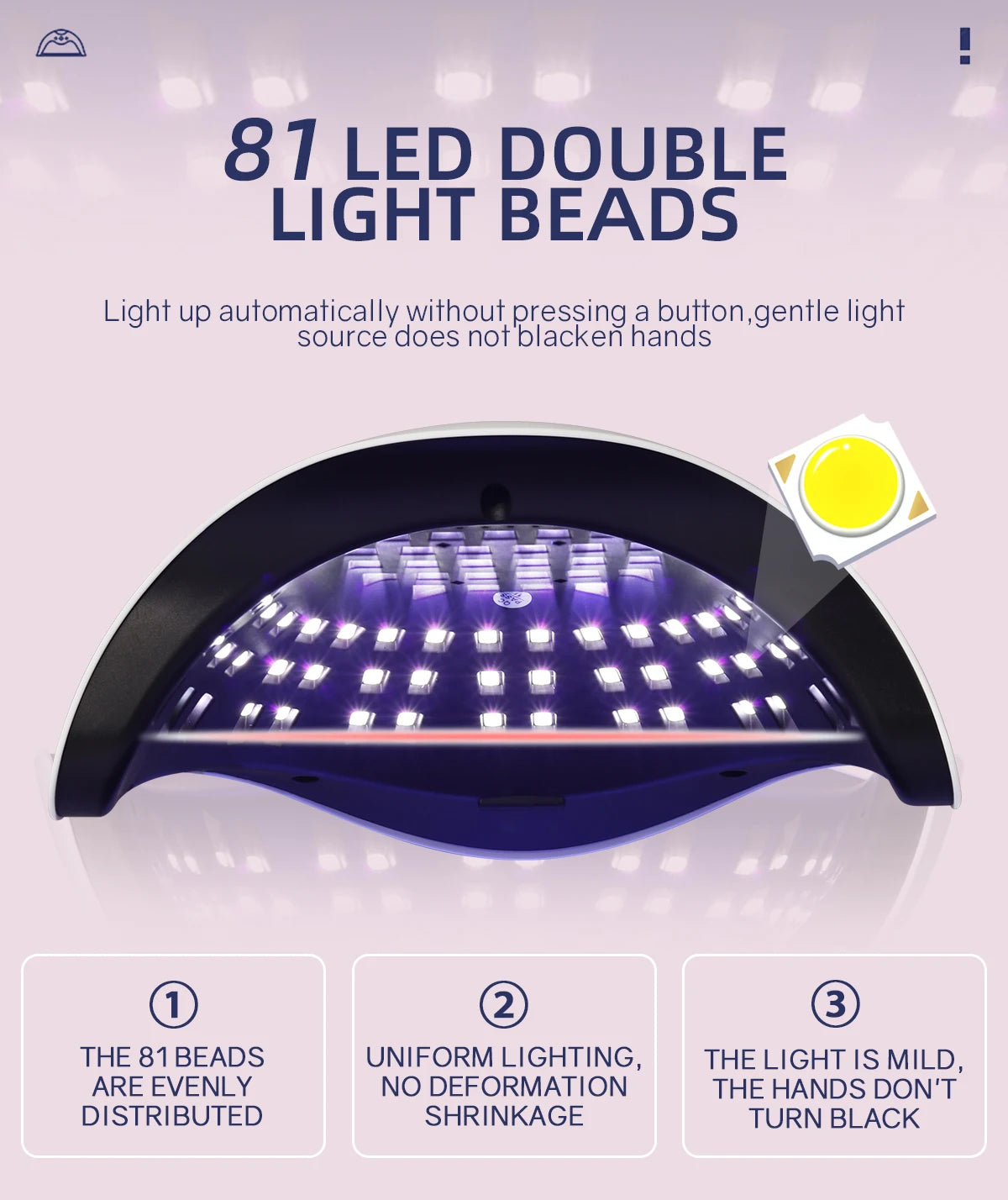 Gel Nail Curing Lamp with Four Timers, Auto Sensor and Removable Tray, Listed 81-LED SUN X25 MAX Specifications and X23, X25, X26 or X27 Options
