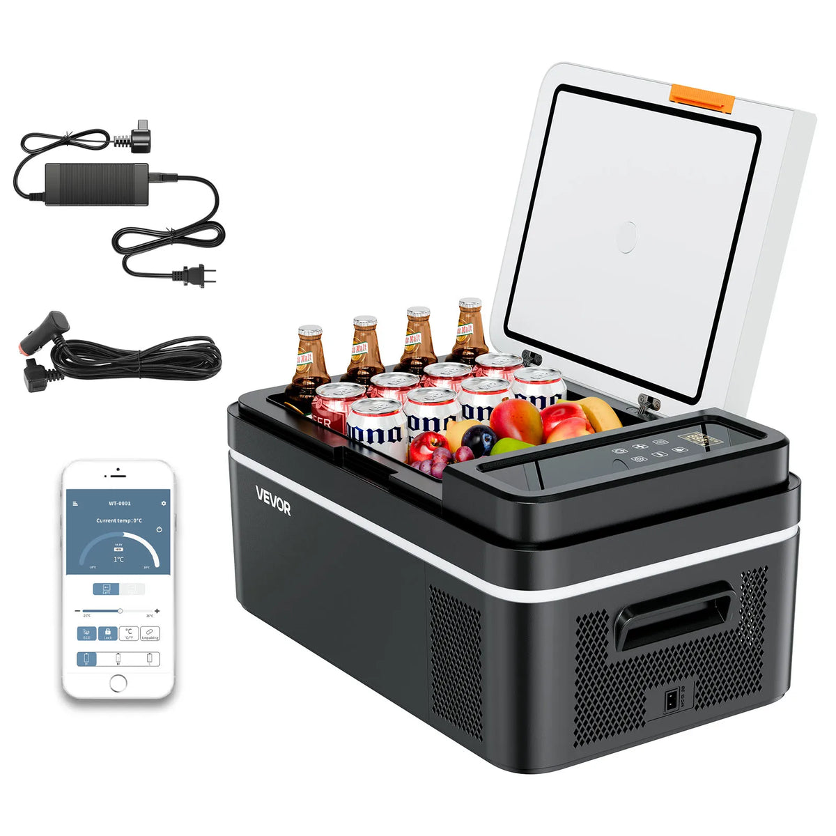 Portable Car Refrigerator by Succebuy, 15L–55L Compressor Cooler with Touch Panel and App Control, ECO and MAX Modes, 12V/24V DC Support for RV Camping and Road Trips