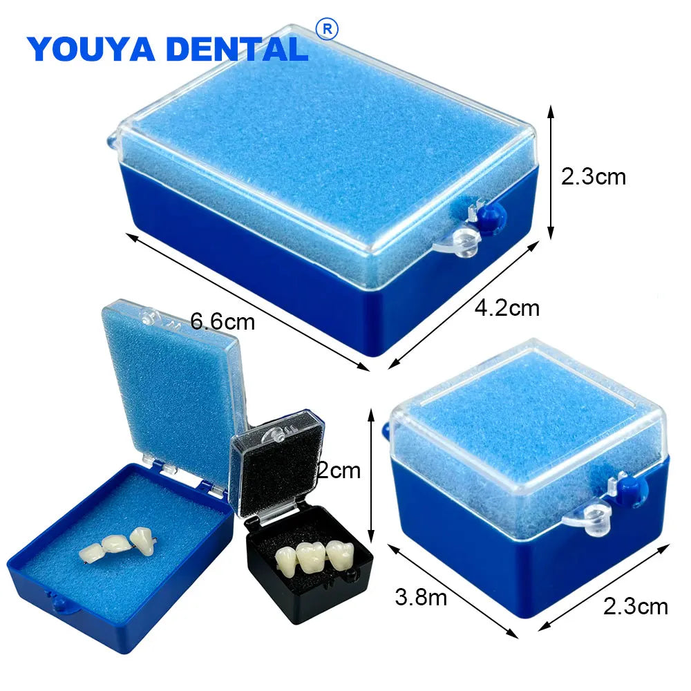 Dental Tooth Storage Boxes 50-Pack with Listed Sponge Inserts, Plastic Cases in Large or Small Black and Blue Options for Compatible Dental Item Organization