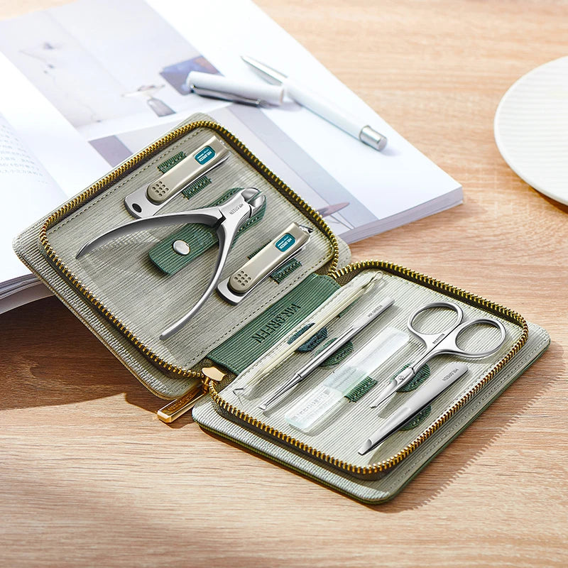 Travel Manicure and Pedicure Set by MR.GREEN, Stainless Steel Nail Clippers and Grooming Tools with PU Leather Case, Mr-8888 and Mr-8888i Options