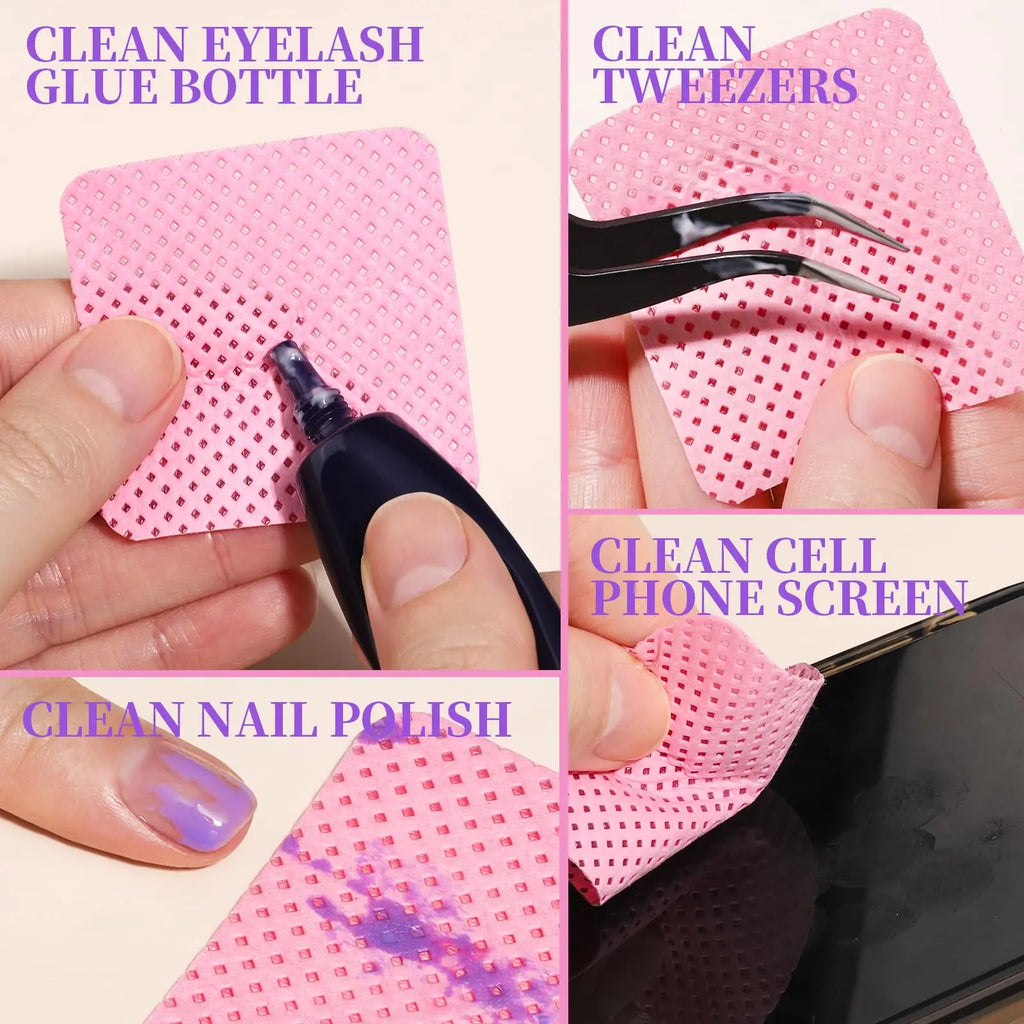 Boxed Nail Cleansing Wipes with Approximately 200 Three-Layer Nonwoven Pads, Heart or Square Shapes in Pink or White for Home and Salon Manicure Prep