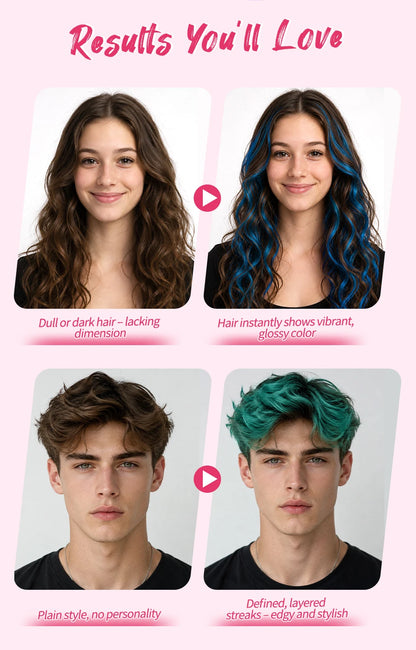 Temporary Hair Color Chalk for Washable Highlights, 10ml Single-Color and Six-Color Set Options for Halloween, Cosplay and Holiday Party Styling