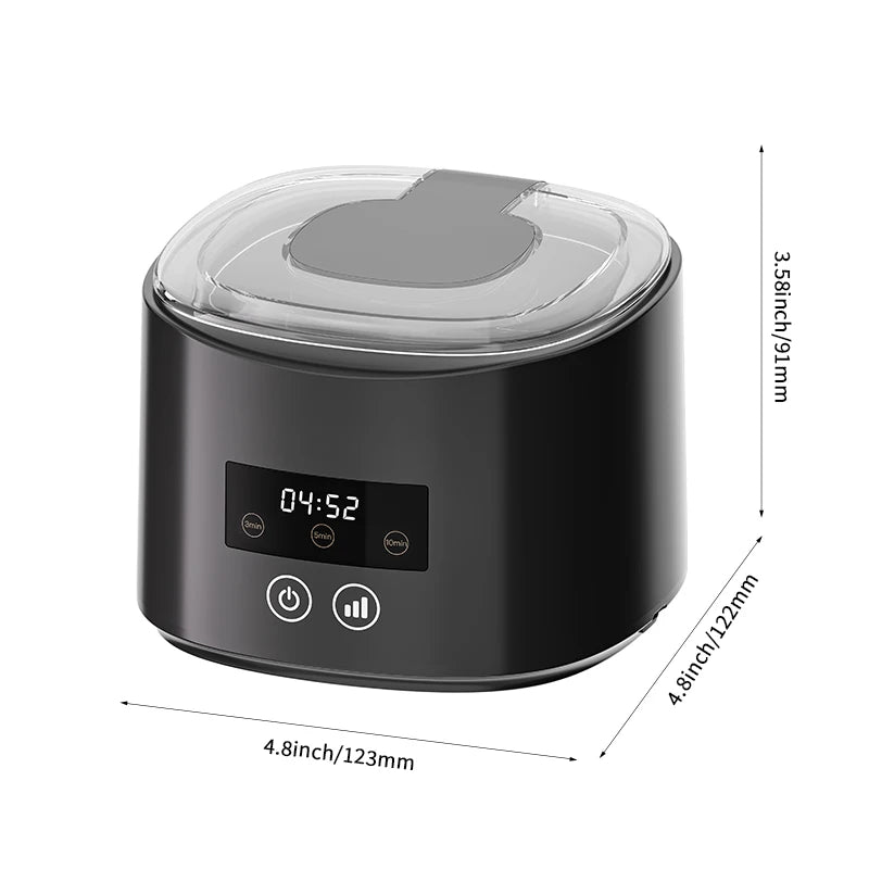 Ultrasonic Retainer Cleaner with Listed 45kHz Frequency, Black Portable Dental Cleaning Pod for Compatible Removable Dentures, Retainers and Mouth Guards