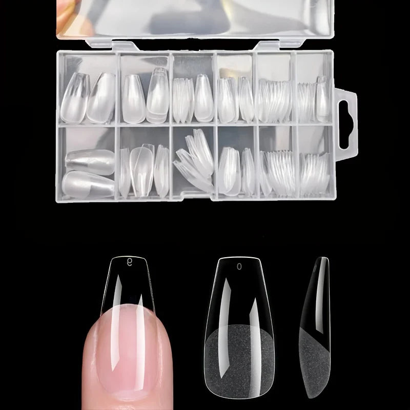 120-Piece Full Cover Nail Tips with Nine Selectable Style Labels, False Nail Extension Tips for Adult DIY Manicure Planning, Nail Art Practice and Custom Looks