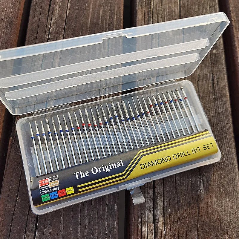 Diamond Grinding Head Set, 30-Piece Alloy Nail Drill Bit Reference with A or B Options for Compatible Rotary Tool Grinding and Polishing Projects