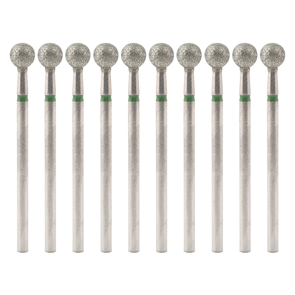 Diamond Nail Drill Bits, Listed 10-Piece Milling Accessories with 2.35mm Shanks, A-Series and Grade-Labeled Options for Professional Electric Manicure Filing