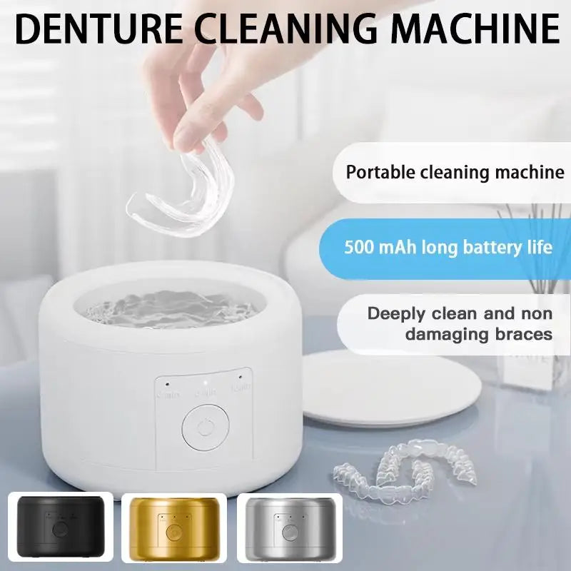 50kHz Ultrasonic Retainer Cleaner with 160ml Tank, USB Rechargeable Dental Appliance Cleaning Machine with 3, 5 and 10 Minute Cycles and Four Color Options