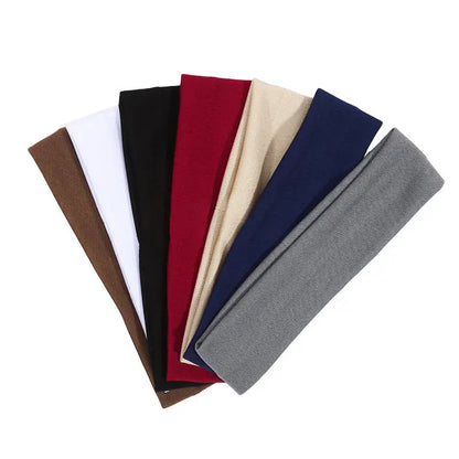 Elastic Sports Headbands for Women, Seven-Piece Stretchy Cloth Hairband Set in Black, Pink, Grey or Style Selections for Yoga, Running and Casual Hair Styling