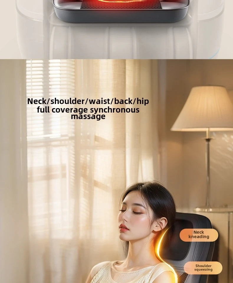 Massage Seat Cushion 5-in-1 Chair Pad with Listed Heat, Vibration and Kneading, US EU UK or AU Plug Options for Compatible Home Seating and Personal Massage Breaks