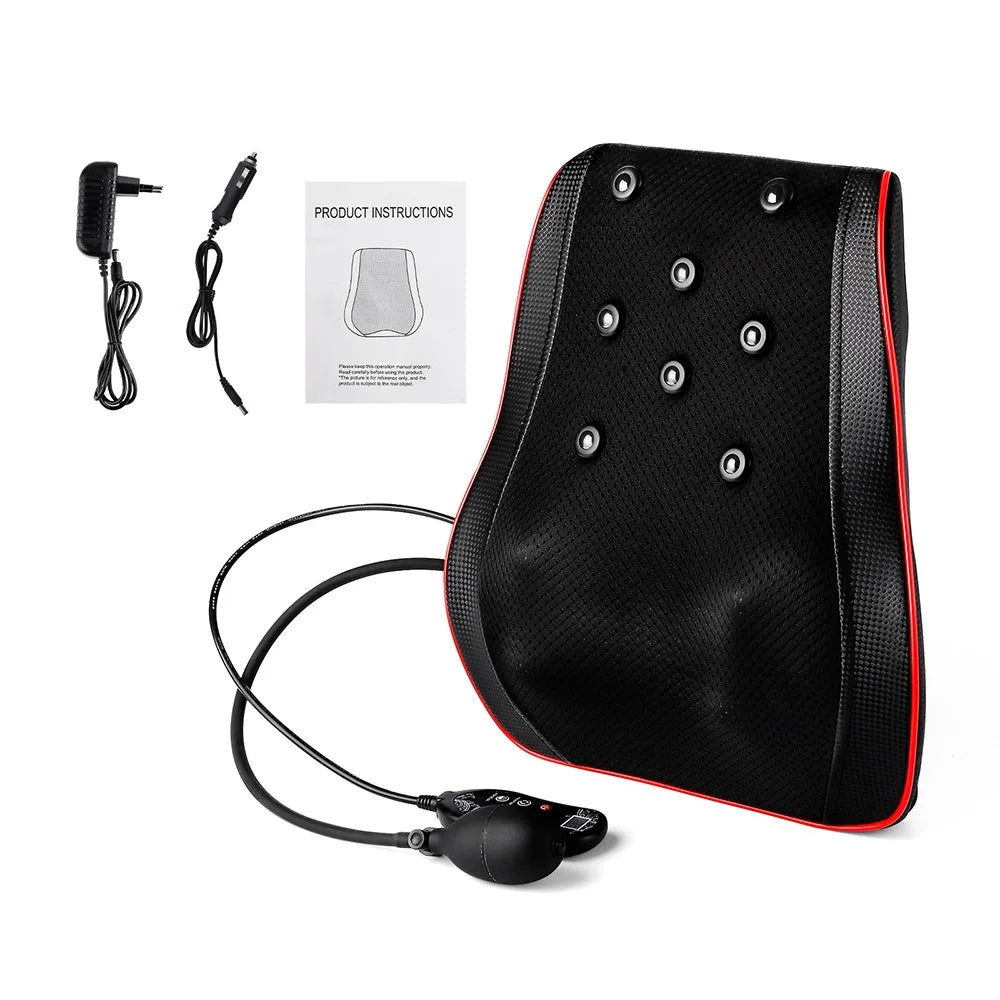 Back and Neck Massage Pillow with Listed 24W Power, PU Surface, One-Button Control and 15-Minute Auto Shutoff, Adapter and Vehicle Cable for Adult Relaxation