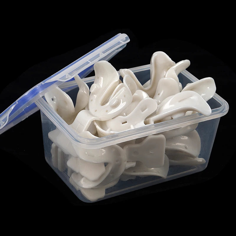Edentulous Dental Impression Trays, 17-Piece Plastic Tray Set with Smooth Surfaces for Professional Dental Impression Work and Clinic Supplies