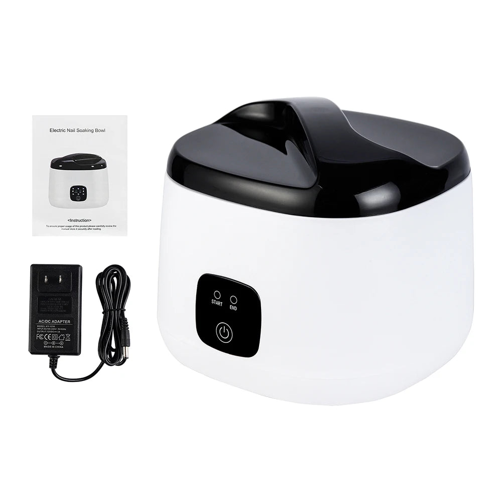 Electric Nail Soaking Bowl with Five-Finger Liner, Listed 36W Power, One-Button Control and Two-Hour Shut-Off, US, EU, UK or AU 100–240V Options
