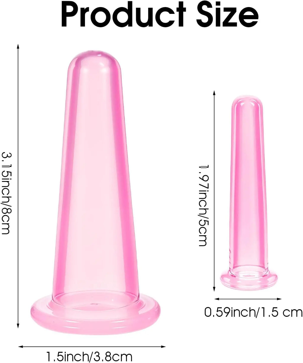 Facial Cupping Set with Four Listed Silicone Vacuum Cups, Pink or White Options for Adult Face Massage and At-Home Personal Care Routines