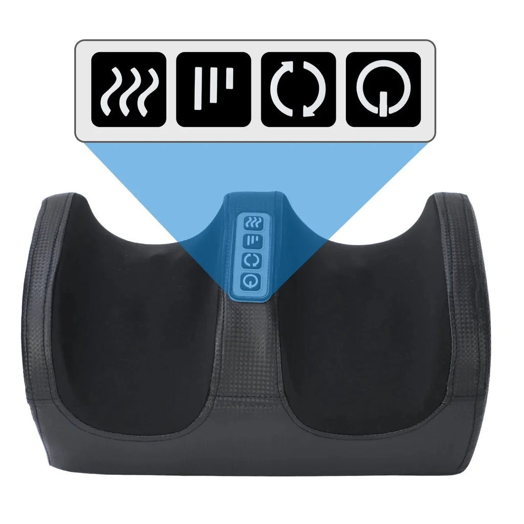 12-Node Heated Foot Massager with Shiatsu-Style Kneading, 3 Speed Levels, Reversible Rotation and 15-Minute Auto Shutoff for Home Relaxation