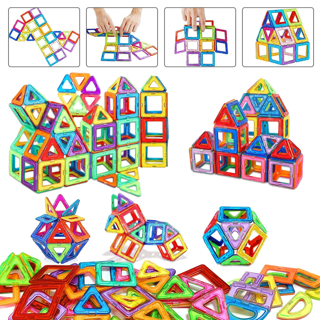 Magnetic Building Blocks with Medium Size Pieces, DIY Construction Play Sets in 20, 32, 40, 56, 60 or 84-Piece Options for Supervised STEM-Inspired Building