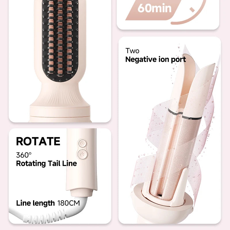 Automatic Curling Iron Set with Ceramic Rotating Styling and Multi-in-1 Bundle Options for At-Home Waves and Curls, US, EU, UK or AU Plug Choices